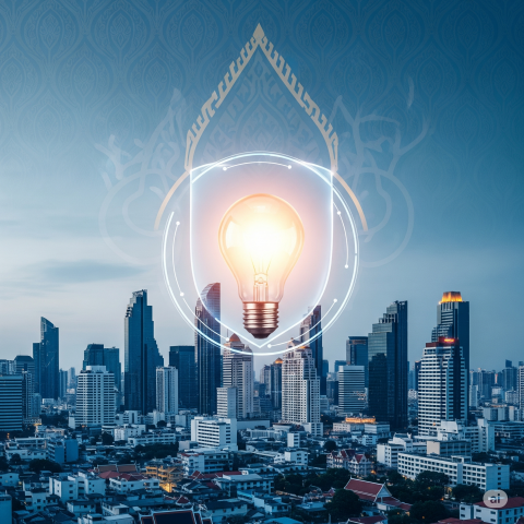 A visually engaging and professional image that conveys the concept of protecting creative ideas in Thailand