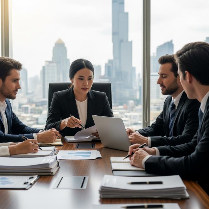 corporate secretary in a meeting