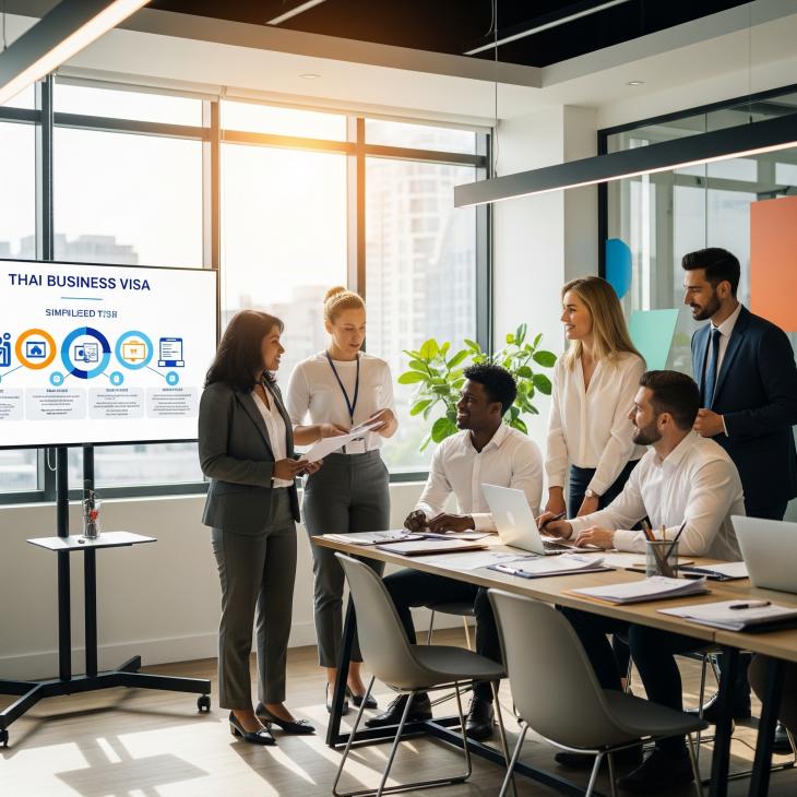 team meeting with projector