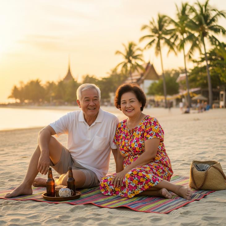 an old couple on a beach